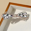 Barrette à cheveux nœud en or rose avec strass en cristal et pince à ressort chic - Blanc