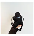 Borsa a tracolla nera in peluche a forma di omino di pan di zenzero con fiocco azzurro - Nero
