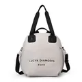 Chic beige large capacity multi-purpose backpack and crossbody bag with black handles - Off White