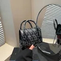 Gothic black silver crossbody bag with cross embossing and metallic chain strap - Black Cross