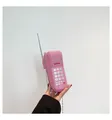 Petit sac bandoulière rose en forme de téléphone rétro avec chaîne en métal argenté - Rose