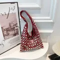 Fashionable dark red leather shoulder bag with silver studs in a retro punk style - Red