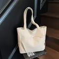 Bolso tote grande de lona beige con correas de hombro y bolsillo frontal mujer - Talla única / Blanco Roto