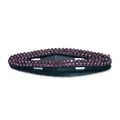 Ovaler violetter Strass-Haarclip mit schwarzer Metallbasis und funkelndem Hohldesign - Lila