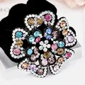 Élastique à cheveux en velours pour femmes avec strass colorés en forme de fleur - Camellia Colors