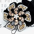 Elastico per capelli in velluto con design floreale di strass per donne e mamme - Datura Gialla