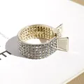 Gouden ronde haarklem met strass steentjes voor hoge paardenstaart en elegantie effect - Volledige Zirconia Ring Stijl