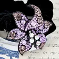 Elegante elastico per capelli con fiori di strass viola e scrunchie in velluto nero - Gli Stami Piccoli Sono Viola