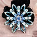 Elastico per capelli in velluto con fiore di strass blu e cristalli scintillanti - Blu fiordaliso