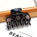 Pinza per capelli nera in acrilico con eleganti fiori di strass viola brillanti - Stile di base / Rosso Scuro e Chiaro Base