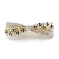 Pinza para el pelo con lazo dorado, brillantes diamantes de imitación y flores de esmalte - Lazo de diamantes completo