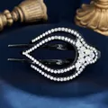Elegant black acrylic hair claw clip with crystal rhinestones and teardrop cutout - Elegant Flower Style (F-118) / Elegant Flower White