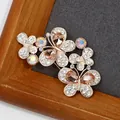 Elegant gold butterfly brooch with champagne crystals and diamonds for suits - Champagne Crystal Butterfly