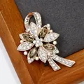 Elegant champagne crystal flower brooch in rose gold finish for suits and coats - Ginger Yellow Crystal Fireworks