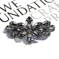 Eleganter grauer Blumen-Haarclip aus schwarzem Metall mit funkelnden Kristallen - Graphit (Schwarzbasis)