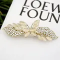 Elegant butterfly spring hair clip with beige cat eye stone and white rhinestones - Cat Eye Butterfly (Gold)