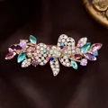 Elegant rose gold spring hair clip with multicolored crystals and butterfly floral design - Bowknot Multi-color