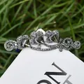 Vintage-Haarclip aus schwarzer Legierung mit Herzdesign und grauen Strasssteinen - Schwarz Stil 24