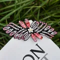 Schmetterling-Haarclip mit rosa Strass und roten Steinen auf schwarzer Legierung - Rot Stil 33