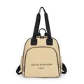 Minimalist beige nylon backpack with black straps and LUCYK DIAMODN PARIS lettering - Yellow