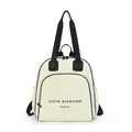 Fashionable cream-colored large capacity backpack with black straps and Paris logo print - Off White
