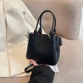 Sac bandoulière noir en cuir à motif litchi avec détail de poignée nouée élégante - Sans pendentif / Noir