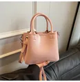 Pink glossy PU leather handbag with GLEANOK logo and detachable cross-body strap - No Pendant / Pink