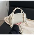 Sac bandoulière élégant blanc cassé avec logo GLEAROK et ferrures dorées - Sans pendentif / Blanc