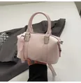 Pink Boston style handbag in smooth faux leather with silver hardware and top handles - Without Heart Charm / Light Pink