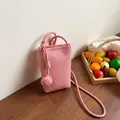 Mini bolso rosa para móvil en cuero grano lichi con elegante correa de hombro anudada - Talla única / Rosa
