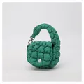 Mini green cloud pleated bag with soft quilted texture and silver metal clip - One Size / Green