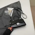 Classic black PU leather crossbody box bag with silver twist lock and top handle - No Pendant / Black
