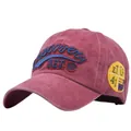 Cappellino da baseball vintage bordeaux in cotone con ricamo 3D e stemma laterale - Regolabile / Borgogna