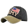 Detail of U.S. Army embroidery and American flag patch on a vintage baseball cap - Adjustable / Black