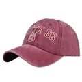Casquette de baseball vintage bordeaux délavé avec broderie Route 66 et visière - Réglable / Bordeaux