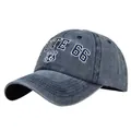 Casquette de baseball vintage Route 66 en coton lavé bleu marine avec broderie en relief - Réglable / Bleu marine