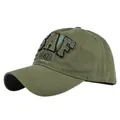 Berretto da baseball USAF vintage verde oliva con ricamo invecchiato e patch 3D - Lavaggio Invecchiato (4Verde Militare) / Verde Militare
