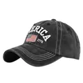 Vintage washed black baseball cap with America embroidery and USA flag patch - Adjustable / Black