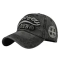 Vintage-Baseballkappe aus gewaschener Baumwolle in Anthrazit mit 3D-Stickerei und Schirm - 11297-1 (Schwarz) / Schwarz