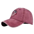 Berretto da baseball bordeaux vintage in cotone lavato con toppa ricamata con aquila - Regolabile / Borgogna