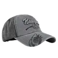 Casquette Newyork vintage gris délavé avec broderie et motif requin sur la visière - Gris