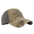 Détail de la broderie New York et du motif requin sur la casquette en coton lavé - Kaki