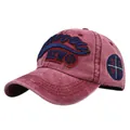 Vintage gewaschene burgunderrote Baseballkappe mit 3D Stickerei und Distressed-Look - 11297-2 (Weinrot) / Burgunderrot
