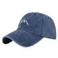 Vintage washed navy blue baseball cap with mountain embroidery and adjustable strap - Adjustable / Navy Blue