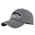Detalle de gorra de béisbol gris oscuro lavado vintage con bordado 3D Style NY - Ajustable / Gris