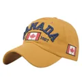 Classic mustard yellow baseball cap featuring navy blue Canada embroidery and flag patch - Adjustable / Yellow
