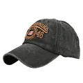 Vintage washed black baseball cap with embroidered San Francisco patch and flag - Adjustable / Army Green