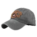 Washed dark grey cotton baseball cap with San Francisco embroidery and US flag patch - Adjustable / Gray