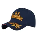 Dettaglio del ricamo 3D U.S. Marines sul cappellino tattico da baseball in cotone blu - Regolabile / Blu navy