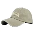 Casquette de baseball rétro en coton lavé vert olive avec broderie LOS ANGELES - Réglable / Kaki
